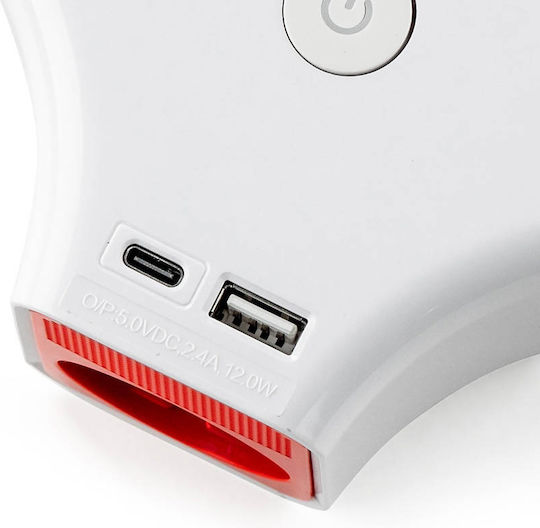 Muhler Power Strip 3 Positions with 2 USB-A, Switch and Cable 1.4m