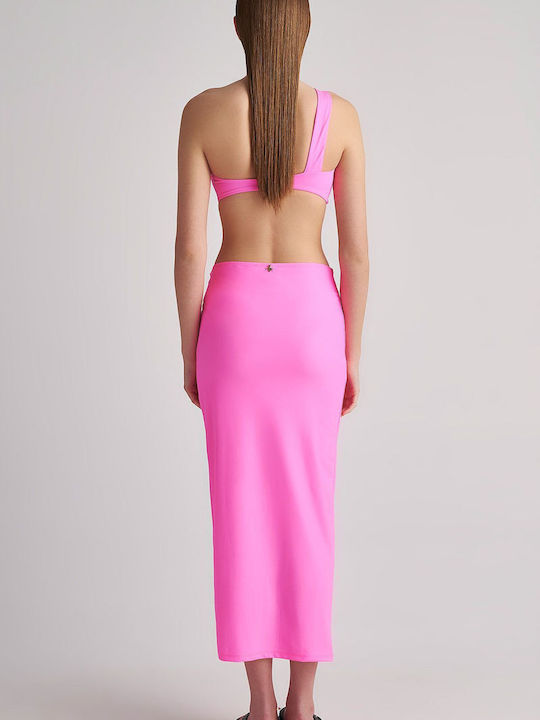 SugarFree Midi Skirt in Fuchsia color