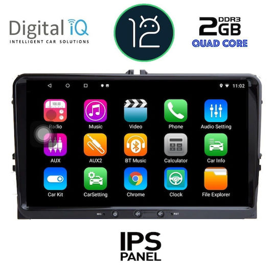 Digital IQ Ηχοσύστημα Αυτοκινήτου για Seat Altea / Leon / Toledo Skoda Yeti / Fabia / Rapid / Roomster / Superb Volkswagen Amarok / Beetle / Jetta / Transporter 2004-2014 με Clima (Bluetooth/USB/AUX/WiFi/GPS/Apple-Carplay/Android-Auto) με Οθόνη Αφής 9"