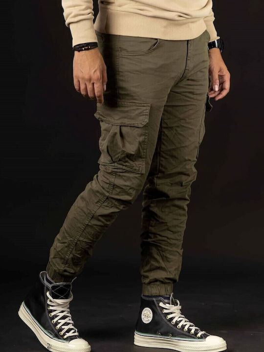 Trousers Cargo Elastic in Slim Fit Khaki