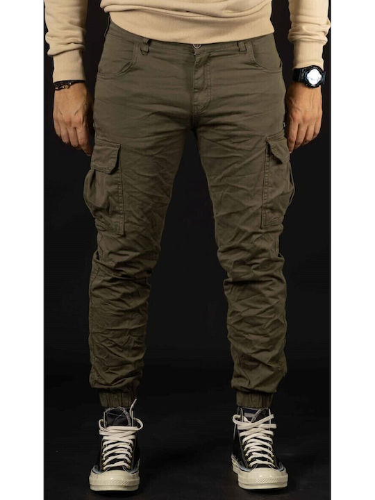 Trousers Cargo Elastic in Slim Fit Khaki