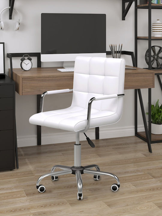 Office Chair with Fixed Arms White HomCom