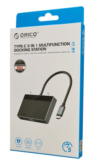 Orico USB-C Docking Station mit HDMI 4K PD Schwarz (DM-5P-BK-BP)