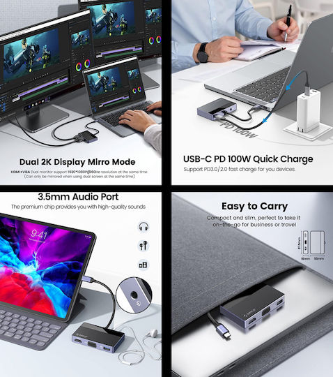 Orico USB-C Docking Station mit HDMI 4K PD Schwarz (DM-5P-BK-BP)