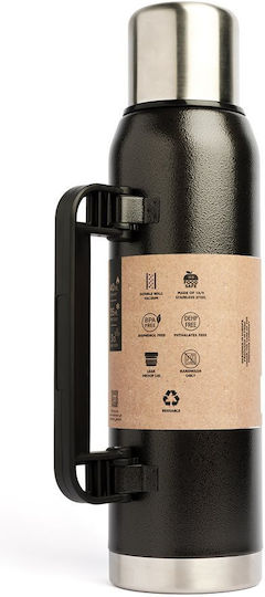 Emerson Recyclable Bottle Thermos Stainless Steel BPA Free 1.3lt Black with Handle and Cap-Cup