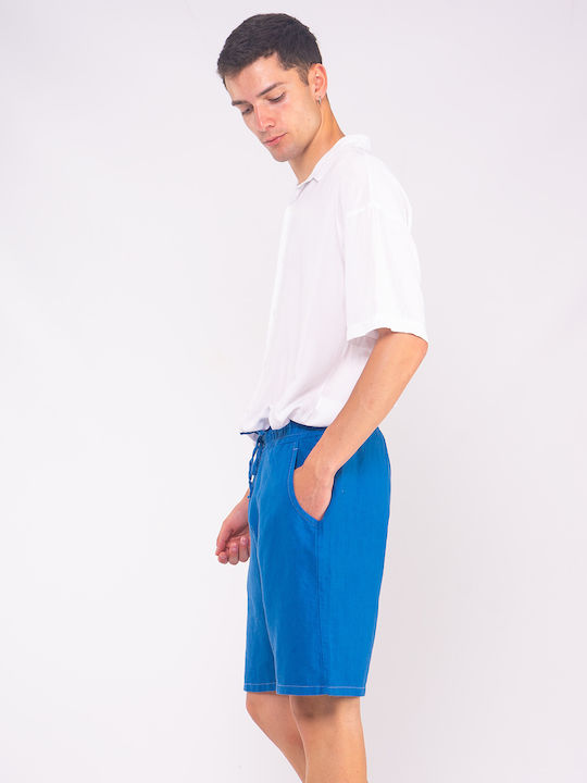 Fabric linen shorts with side pockets | M141 Brandon - Blue