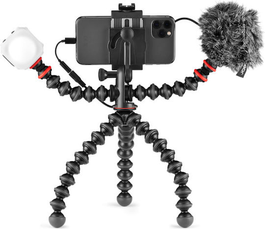 Joby Gorillapod Vlogging Kit Selfie Stick Cell Phone Tripod with Lighting Black