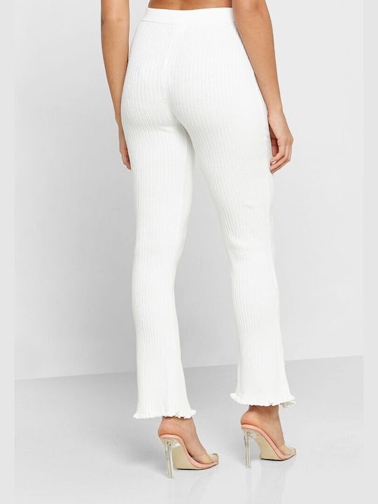 Glamorous Women's High-waisted Fabric Trousers White