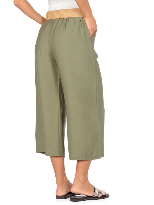 Silia D Women's High Waist Culottes Green