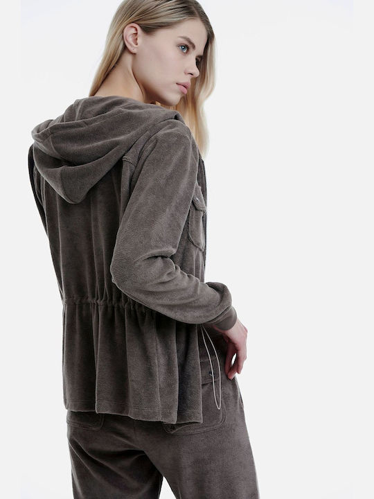 SugarFree Women's Hooded Cardigan Brown