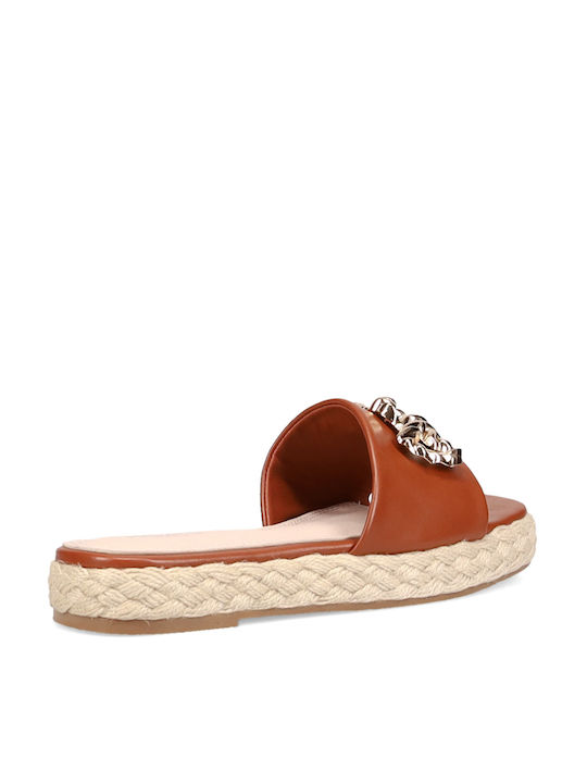 Damen Flache Sandalen Flatforms in Tabac Braun Farbe