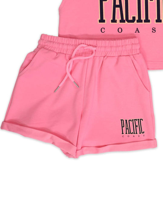 New College Kids Set with Shorts Summer 2pcs Pink