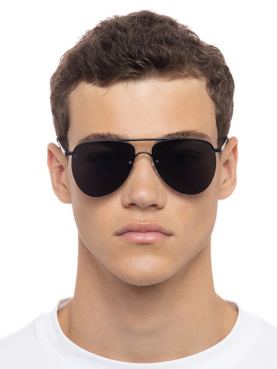 Le Specs Unisex Sonnenbrille mit Schwarz Metall Gestell und Schwarz Linse LSP2102401
