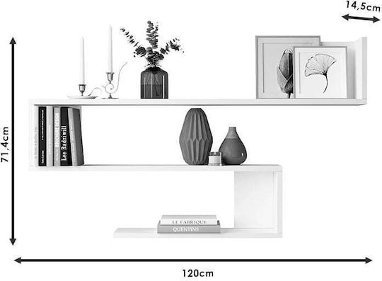 Belinda White Wall Shelf 120x14.5x71.4cm