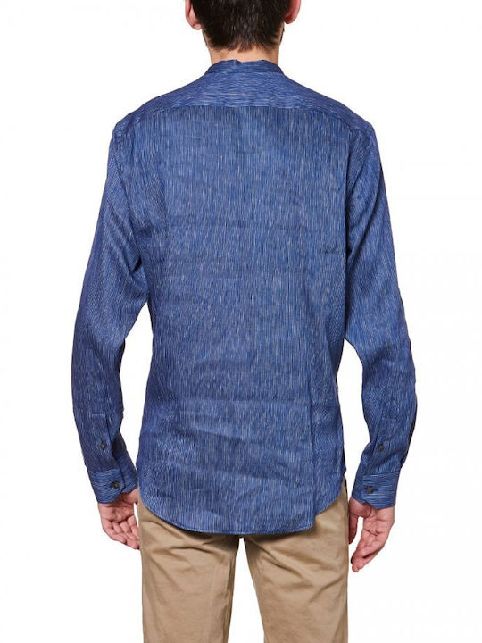 Giorgio Armani Men's Shirt Long Sleeve Linen Blue