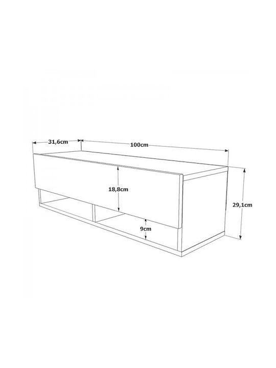 TV Stand Roscoe White-Oak L100xD31.5xH29.5cm