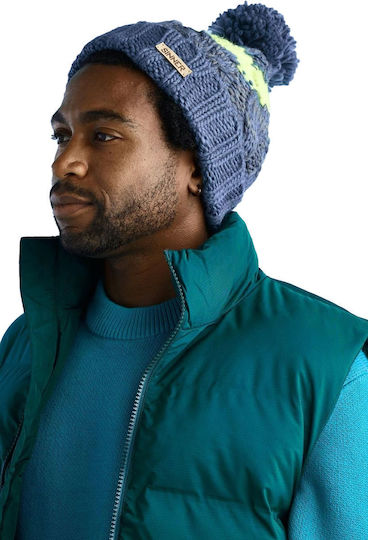 Jackson Pom Pom Beanie Unisex Σκούφος Πλεκτός σε Μπλε χρώμα