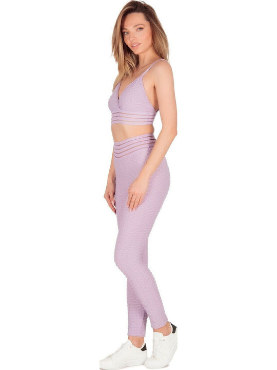 Set Women's Long Leggings High Waisted & Push Up Purple