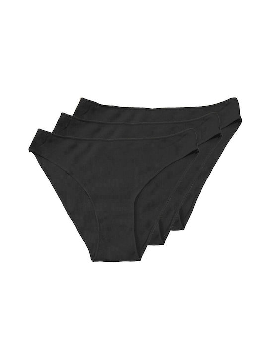 Baumwolle Damen Slip 3Pack Schwarz