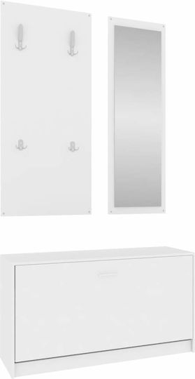 Entry Furniture with Mirror / Hanger & Shoe Rack 80x27x46.5cm