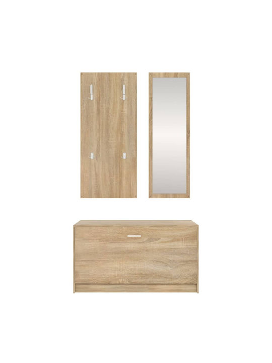 Entry Furniture with Mirror / Hanger & Shoe Rack 80x27x46.5cm