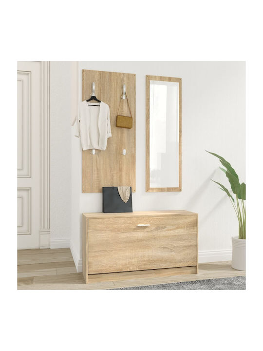 Entry Furniture with Mirror / Hanger & Shoe Rack 80x27x46.5cm