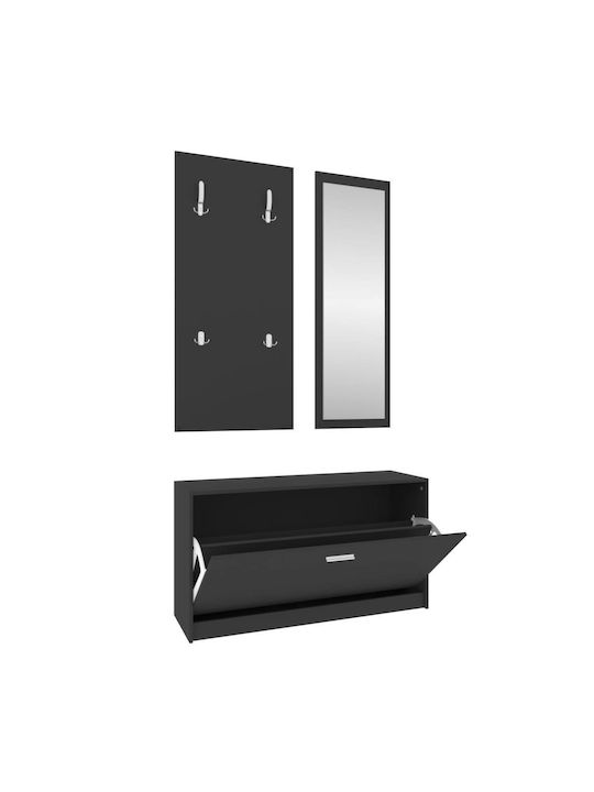 Hallway Furniture with Mirror, Hanger and Shoe Rack 80x27x46,5cm