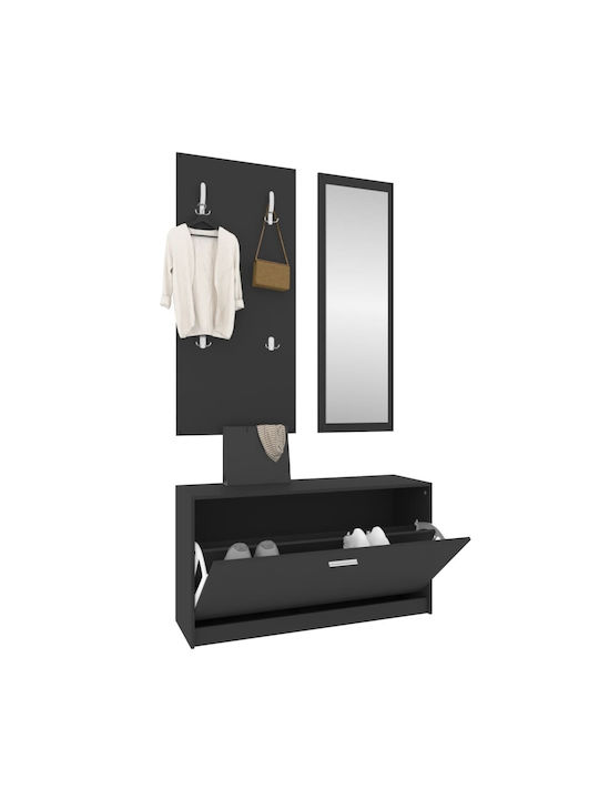 Entry Furniture with Mirror / Hanger & Shoe Rack 80x27x46.5cm