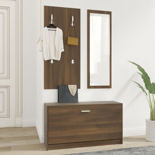 Entry Furniture with Mirror / Hanger & Shoe Rack 80x27x46.5cm