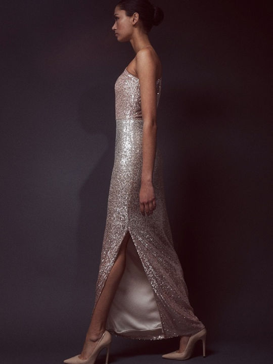 Sommer Maxi Abendkleid mit Tränen Silber