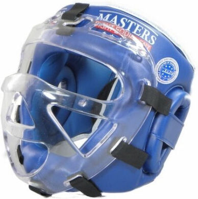 Sport Masters Adult Full Face Boxing Headgear Synthetic Leather Blue