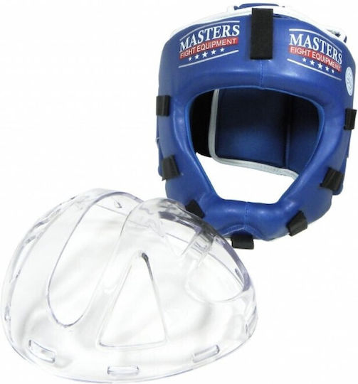 Sport Masters Adult Full Face Boxing Headgear Synthetic Leather Blue