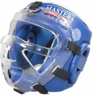 Sport Masters Adult Full Face Boxing Headgear Synthetic Leather Blue