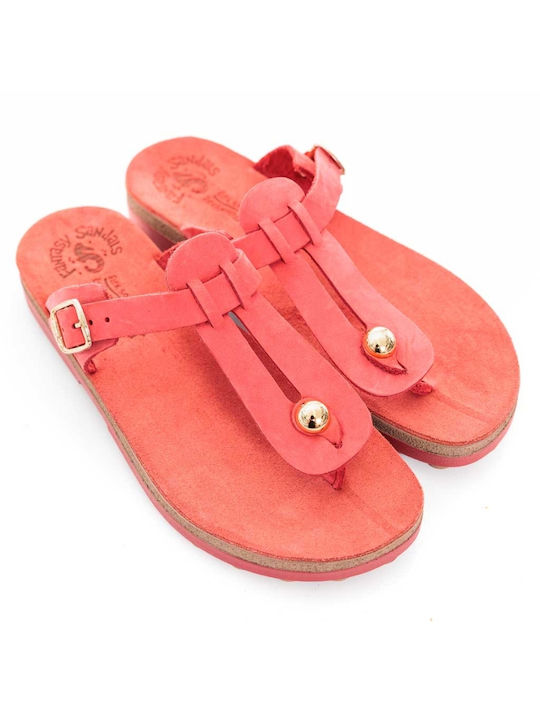 Fantasy Sandals Anatomic Flatforms Leather Women's Sandals Coral
