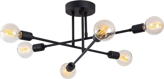 Opviq Deckenleuchte 64cm Schwarz mit Fassung E27