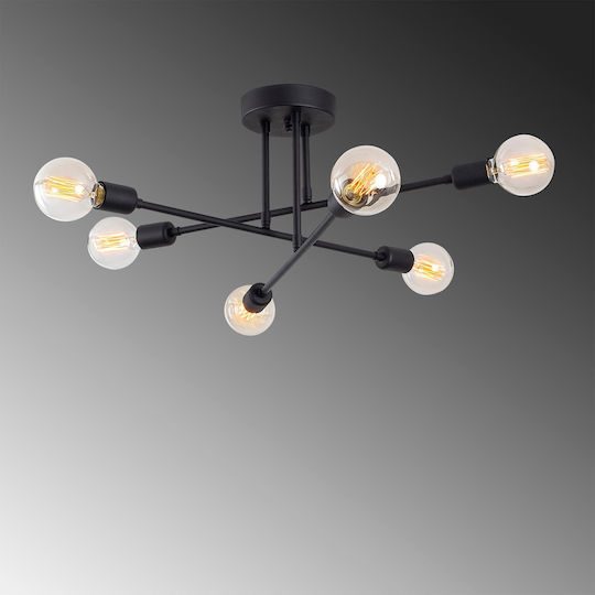 Opviq Deckenleuchte 64cm Schwarz mit Fassung E27