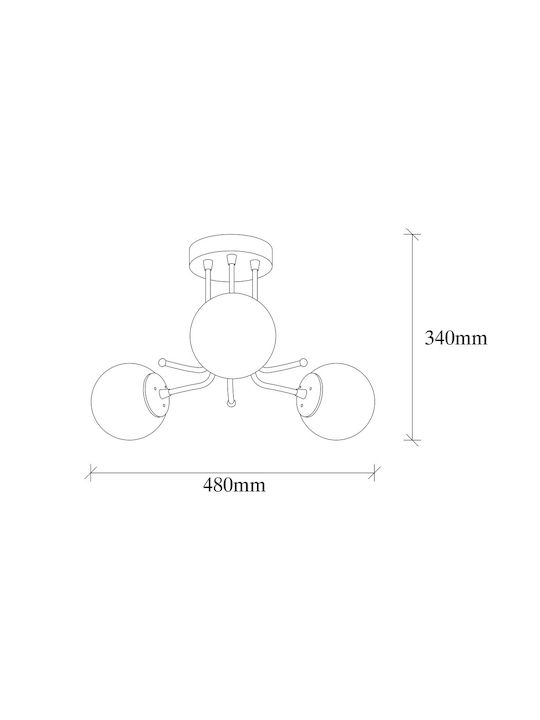 Opviq Daisy Ceiling Mount Light 48cm Gold with Socket E27