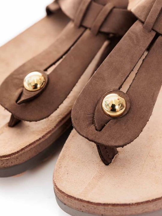 Fantasy Sandals Marlena S9005 Δερμάτινα Ανατομικά Σανδάλια Brown