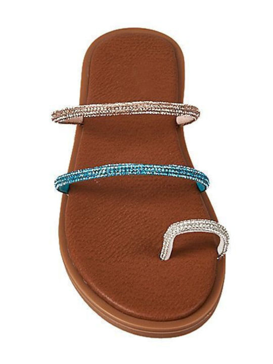Women's Flat Sandals in Light Blue Color