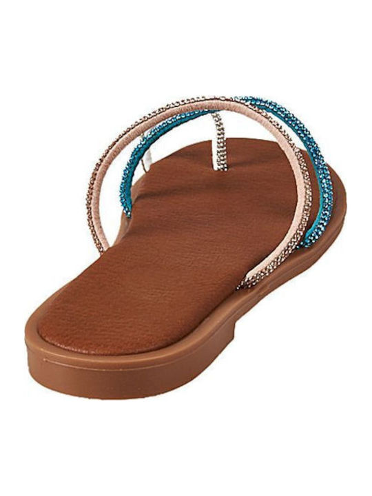 Women's Flat Sandals in Light Blue Color