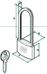 Errebi Padlock Lengthened with Key 30mm 1pcs