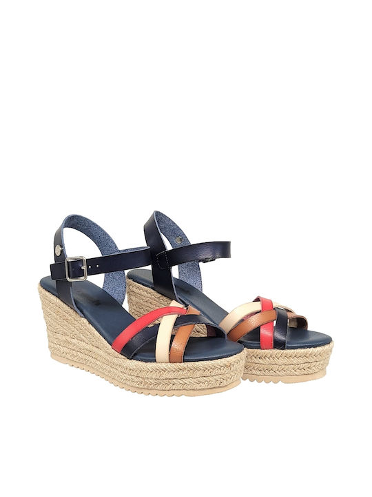 Refresh Women's Synthetic Leather Ankle Strap Platforms Navy Blue