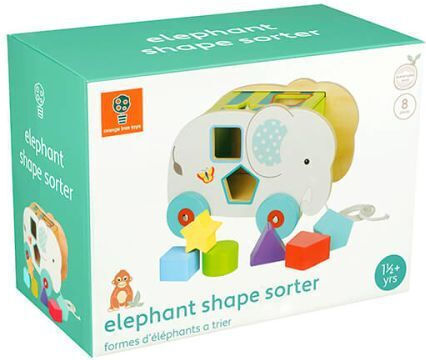 Orange Tree Toys Παιχνίδι Ταξινόμησης Σχημάτων Ελέφαντας από Ξύλο για 18+ Μηνών
