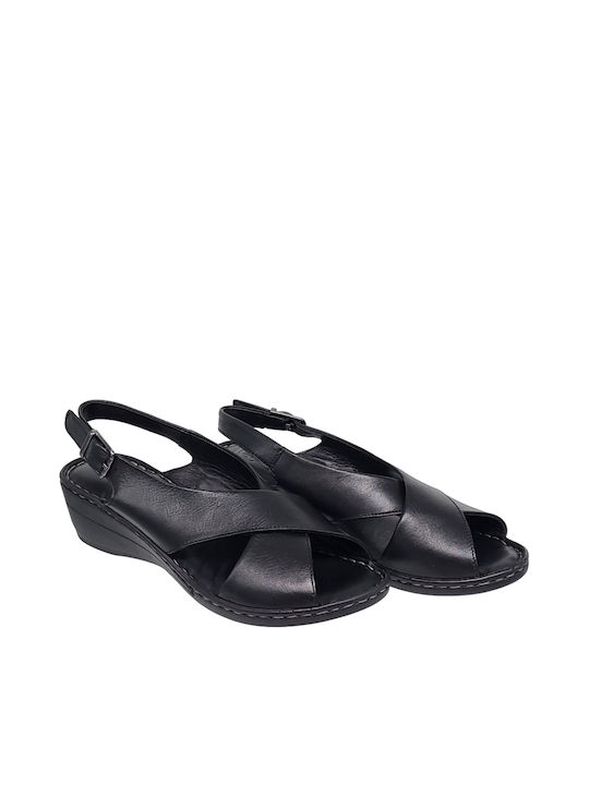 IQ Shoes 405 Ανατομικές Καλοκαιρινές Γυναικείες Πλατφόρμες Μαύρες