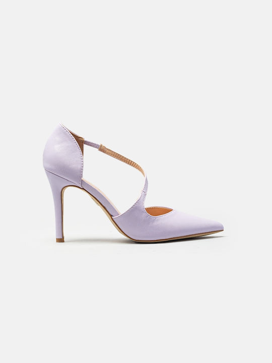 InShoes Pointed Toe Purple Heels with Strap