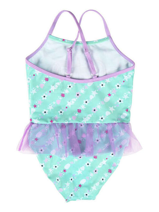 Kids One Piece Swimsuit LOL Green Purple With Tunic Color