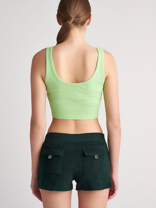 SugarFree Damen Sportliches Crop Top Ärmellos Grün