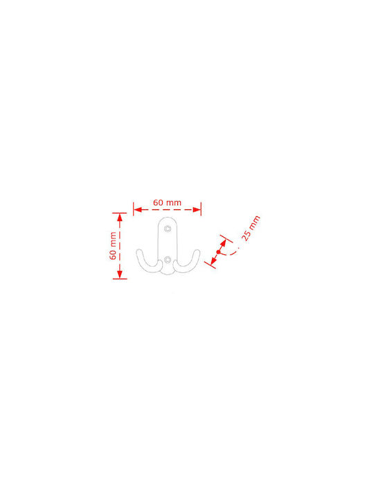 Viobrass Antică Agățătoare de Perete Metalică 2 Sloturi 6x2.5x6cm 1buc