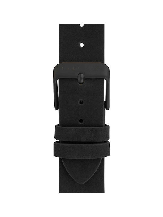 U.S. Polo Assn. Watch Battery with Black Leather Strap