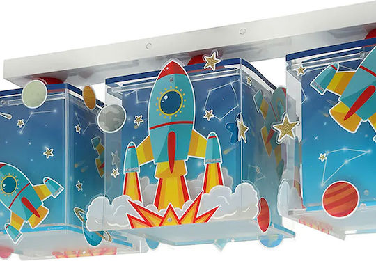 Ango Kids Plastic Chandelier Ceiling Light E27 Rocket Blue 15W 51.5x16.5cm